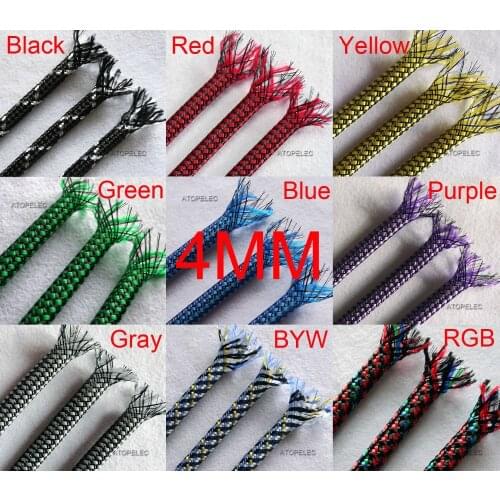 5M 4mm Wide Braided Soft PP Cotton Yarn + PET Expandable Sleeving Cable Wire Sheath Black/Red/Green/Blue/Purple/Gray/White
