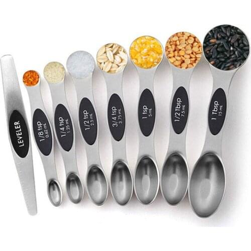 8pcs Magnetic Measuring Spoon Teaspoon Tablespoon for Dry and Liquid Ingredients Double Head Kitchen tools gadgets