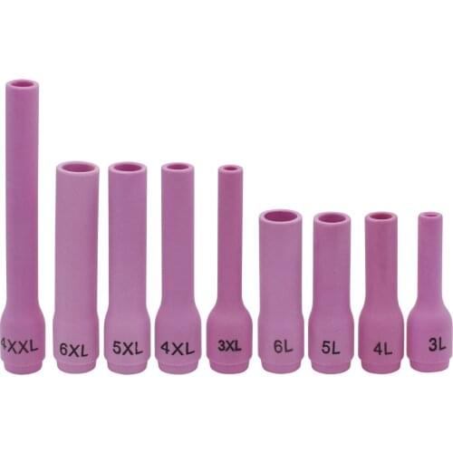 9pcs TIG Welding Torch Long Alumina Ceramic Cup Nozzles Kits 796F70~796F79 For TIG Welding Torch 9, 20 and 25 Series