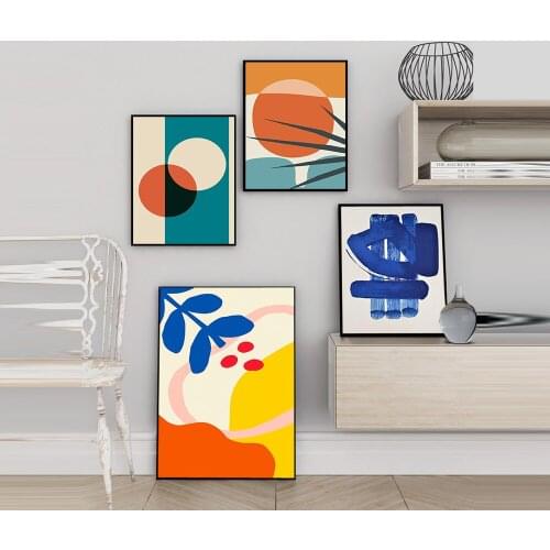 Abstract Geometry Art Painting Landscape Minimalist Wall Art Canvas Poster Leaves Abstract Print Nordic Picture Home Decor