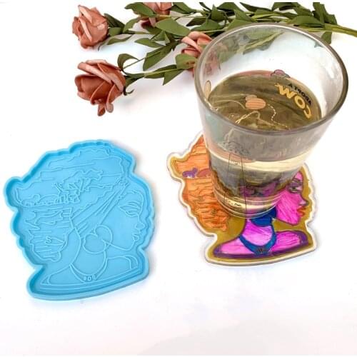 Afro Female Rolling Tray Epoxy Resin Mold African Goddess Fruit Plate Silicone Mould DIY Crafts Jewelry Casting Tool
