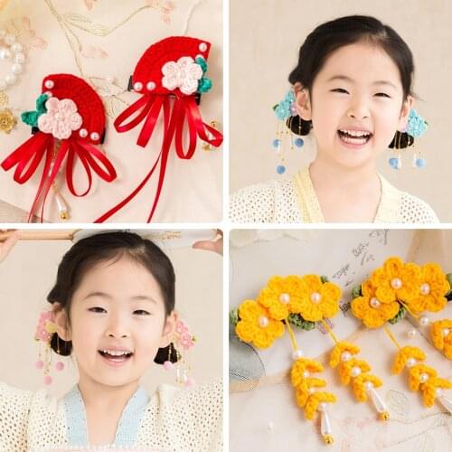 DIY Hand-Made Self-Woven Hair Accessories DIY Crochet Wool Children Hairpin Material Bag