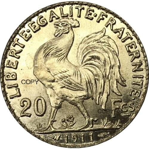 Aliexpress france France Gold 20 Francs 1911 Gold Marianne Rooster Brass Metal Copy Coin