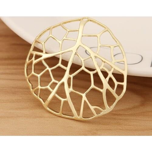 10 Pieces Gold Color Hollow Mesh Irregular Round Charms Pendants for DIY Earrings Jewellery Making Accessories 43x43mm