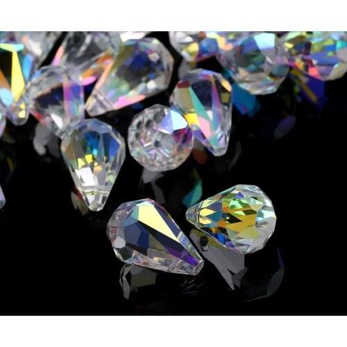 Shiny AB Crystal Teardrop Pendant Czech Lampwork Glass Drop Faceted Beads Cheap Chinese Beading Wholesale Needlework Accessorise