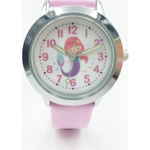 Fashion Kids Watches Girls Cartoon Mermaid Analog Quartz Watches Leather Luminous Boys Student Watches Waterproof Children Hours