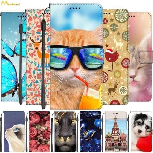 For Samsung S20 FE Case Flip Leather Book Cover For Samsung Galaxy S20 Plus Note 20 Phone Case S 20 Cute Cat Rose Flower Housing
