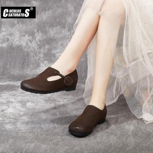 Cuculus Full-grain Cow Leather Women Shoes Slip On Genuine Leather Shoes Flats Loafers Shoes Comfortable Women autumn Shoes
