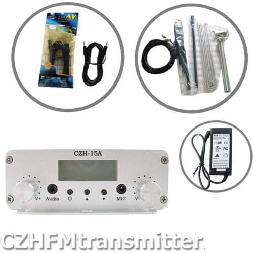 CZH-15A 15W CZE-15A FM stereo PLL broadcast transmitter+GP antenna kit free shipping