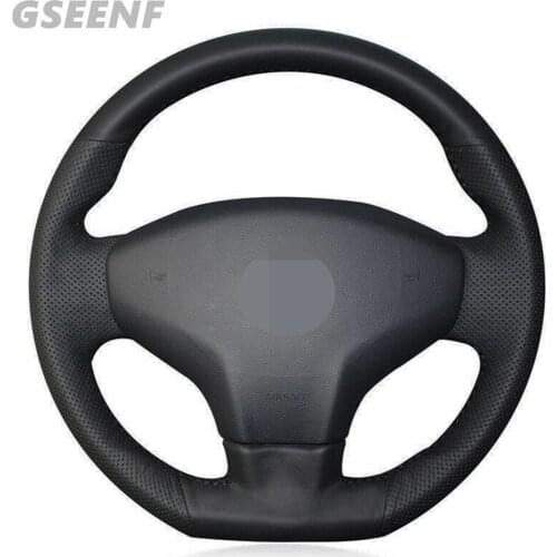 Car Steering Wheel Cover For Citroen Elysee C-Elysee 2014 New Elysee Peugeot 301 Black Hand-stitched Artificial Leather