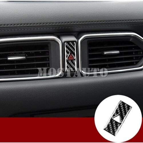 For Mazda CX-8 Carbon Fiber Console Warning Lamp Button Trim Cover 2018-2019 1pcs Car Accessories Interior Car Decor Car Trim