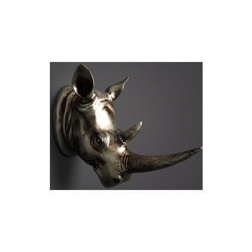 Horsehead animal head wall hanging rhinoceros, antelope, European retro creative home hanging resin deer head wall hanging decor