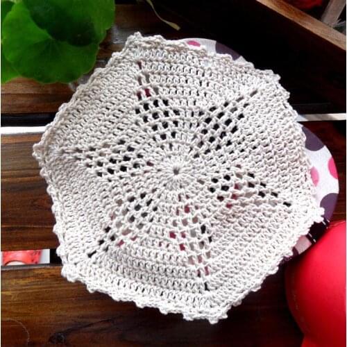 2015 new arrival fashion 6pic/lot cotton knitted lace coaster for wedding decor potholder with flower doilies for home decor