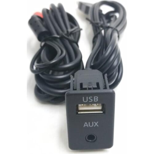 Biurlink 1.5M RCA USB Cable Adapter Switch 3.5mm Audio Jack AUX USB Cable Extention Mount Panel Wiring For Volkswagen Toyota