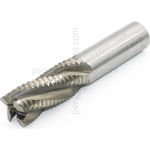 7/8" HSS End Mill Router Bit Roughing Chipbreaker Tool, 22mm Cutting dia 20mm Shank dia Straight Shank End Mill Bit, 4 Flute