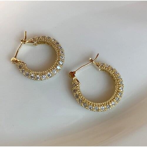 Orgin Summer Delicate Bling Bling Circle Hoop Earrings for Women Geometrical Rhinestone Earrings Everyday Jewelry Accessories