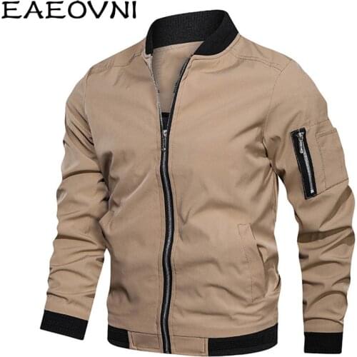EAEOVNI Mens Bomber Jacket Plus Size Spring Autumn Men Streetwear Hip Hop Slim Fit Pilot Jackets Coats Men Windbreaker Clothing