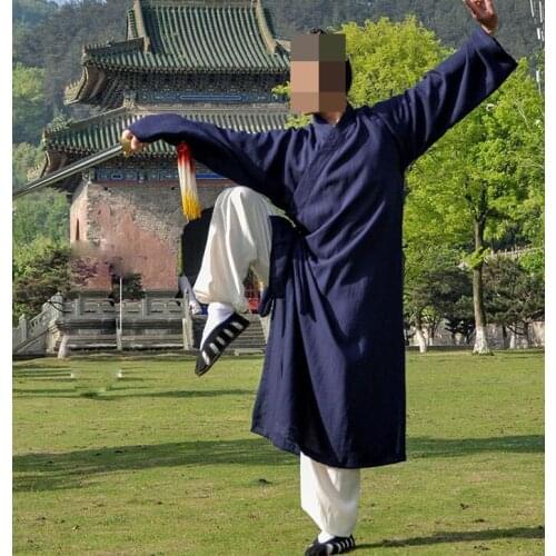 20color Unisex high-grade linen martial arts coat kung fu uniforms Wudang tai chi suits taoist robe blue/green/black/grey