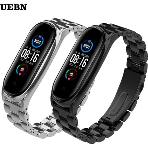 UEBN Metal Strap For Xiaomi miband 5 replacement wrist strap Stainless Steel Bracelet Wristbands for Xiaomi mi band 4