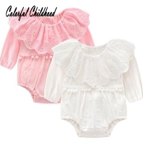 Adorable baby girls romper cotton lace princess party wedding outfits infant newborn kids overalls children Xmas costumes