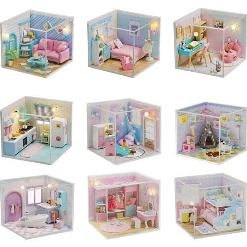 DIY Dollhouse Miniature with Wooden Furniture &LED DIY Miniature Dollhouse Kit