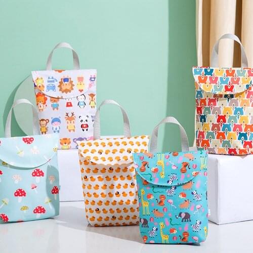 Cartoon Portable Multifunctional Waterproof Polyester Baby Diaper Organizer&Reusable Travel Nappy Storage Handbag&Munny Bag