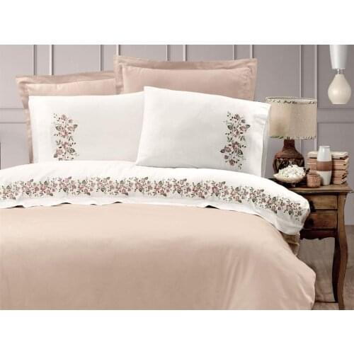 Carmen Embroidered Duvet set Beige
