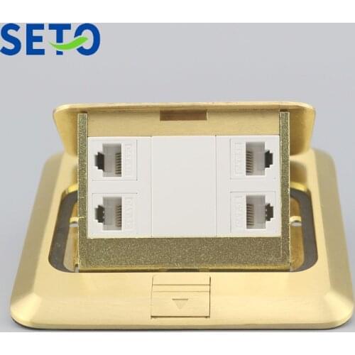 SeTo Pop-up Type Floor Socket Four Ports Network Lan RJ45 Cat5e Wall Plate Socket Keystone Floor Receptacle