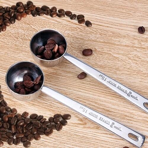 Stainless Steel Coffee Scoop 15ml Mixing Spoons Long Handle Metal Sugar Powder Tea Scoop Easy Cleaning Kitchen Measuring Tools