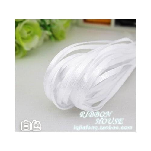 Wholesale White (10meters/lot) 1/8" (3mm) Double Face Satin Ribbon Webbing Decoration Gift Christmas Ribbons DIY Candy Box Dec