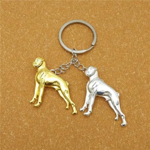Wholesale Hot Cute Boxer Dog Key Chain For Bag Gold Color Charm Animal Pendant For Women Men Girls Gift Keyring Jewelry