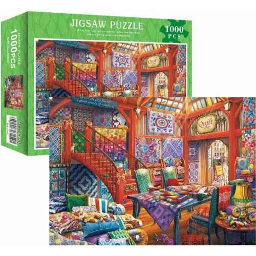 Jigsaw Puzzles 1000 Pieces Quilt Shop Assembling Picture Quilt For Adults Toy Kids Puzzles Shop Puzzles Toy Stress Relief J V4T5