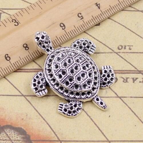 3pcs Charms Turtle Tortoise Sea 48x38mm Tibetan Silver Pendants Crafts Making Findings Handmade Antique DIY Jewelry