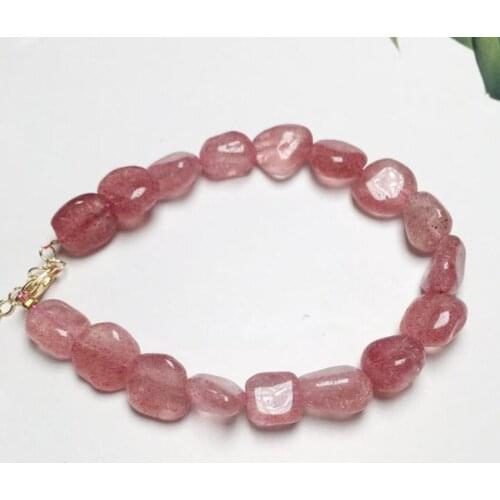 FYSL Silver Plated Irregular Shape Strawberry Crystal Link Chain Bracelet for Women Charm Jewelry