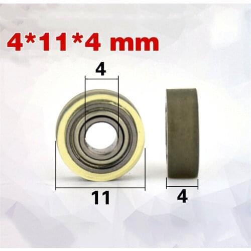 [PU0411-4]Free shipping 10PCS PU Polyurethane 684zz TPU PVC Rubber soft ball bearing roller 0411T 4*11*4mm