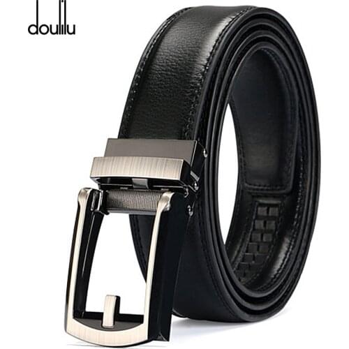 DOULILU Men Belt Designer Cow Genuine Leather Belts Man Automatic Buckle Cowhide Belts Luxury COMFORT CLICK belt Black Brown