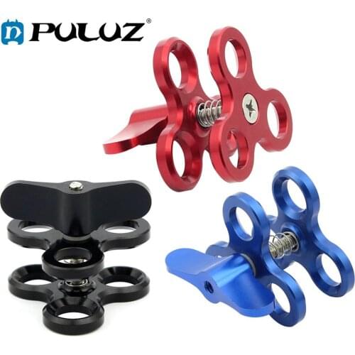 PULUZ Aluminum CNC Diving Ball Fixture Lights Arm Ball Clamp Triple Clamp Mount Adapter For Diving Underwater Photography System