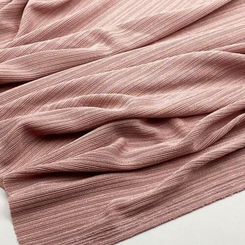 Width 62'' Solid Color Simple Comfortable Elastic Striped Fabric By The Yard For Pants Undershirt Dress Material