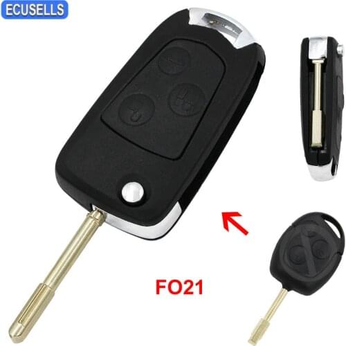 3 Button Modified Shell Remote Key Case Folding Flip Key Cover For Ford Focus Festiva Ka Mondeo Transit Connect FO21 Uncut Blade