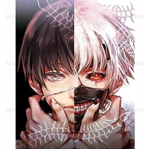 Full Square Round Diamond Embroidery Cartoon Anime Boy Tokyo Ghoul Diy Diamond Painting Handmade Products Rhinestone Embroidery