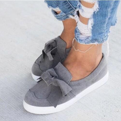 Women Loafers Platform Slip On Bowtie Flat Shoes Ballet Flats Casual Sneakers Shoes Women Plus size 35-43