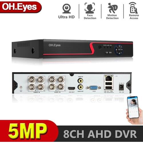 OH.eyes 8CH 1080P 5MP 6 in 1 DVR video recorder for AHD camera analog camera IP camera P2P NVR cctv system DVR H.265 VGA HDMI