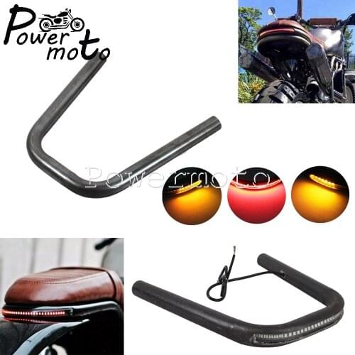 For YAMAHA SR125 SR250 SR400 SR500 XJ550 XJ650 XS650 Motorcycle Upswept Rear Seat Frame Hoop LED Tail Brake Turn Signal Light