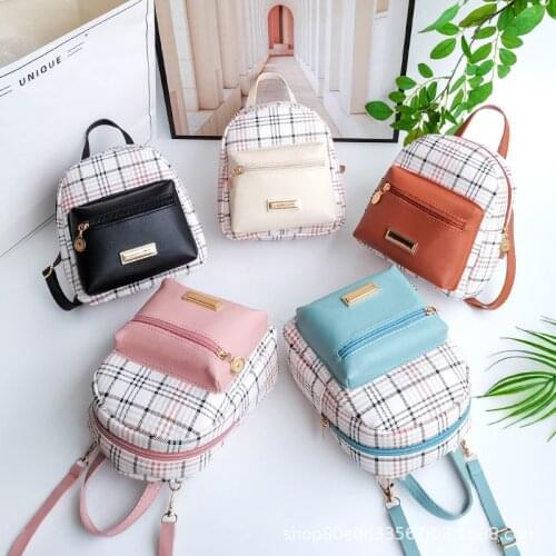 Mini Backpack Women Crossbody Bag For Teenage Girl Plaid Women Shoulder Purse School Bag Korean Style New Trendy Bagpack Female