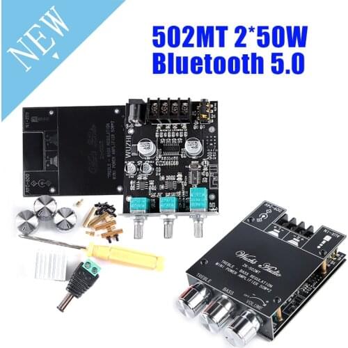 ZK-502MT 2*50W Subwoofer Amplifier Board 2.0 Channel High Power Audio Stereo Amplifier Board AUX Bass Treble AMP
