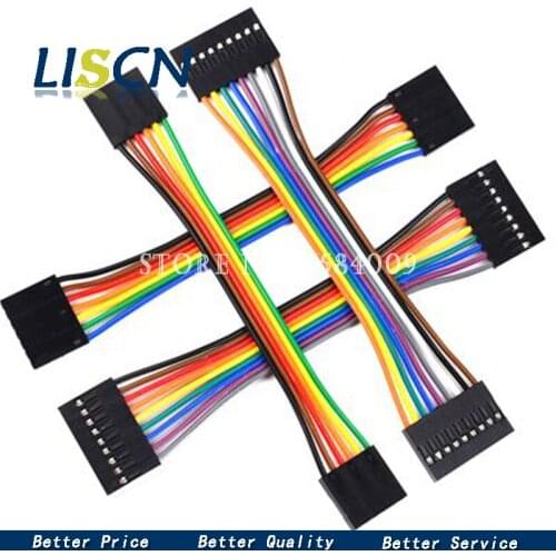 10PCS 2.54 2.54MM Wire Dupont Line female to female 1P2 3 4 5 6 7 8 9 10 12 Pin Dupont cable connector JUMPER CABLE WIRE FOR PCB