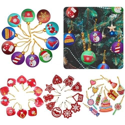 10pcs DIY Diamond Christmas Tree Pendant Full Drills Special Shape Diamond Embroidery Christmas Decorations for Home