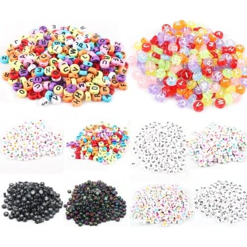 Hot Sale 100Pcs 4x7MM Acrylic Round Number Mixed Alphabet Beads Charms For DIY Jewelry Making Accessories