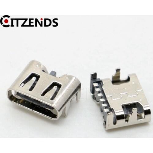 100pcs/lot USB 6Pin Type-C Connector Micro USB Socket Type C USB 3.1 Female Placement DIP For Mobile Phone high current charging