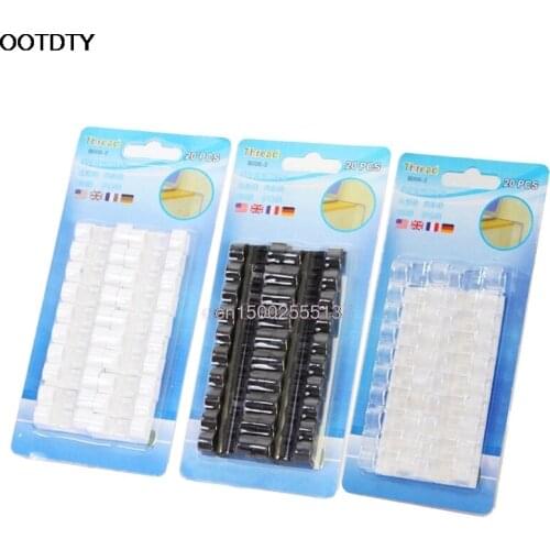 20 Pcs Cord Wire Cable Plastic Clips Self Adhesive Clamp Organizer Fixer
